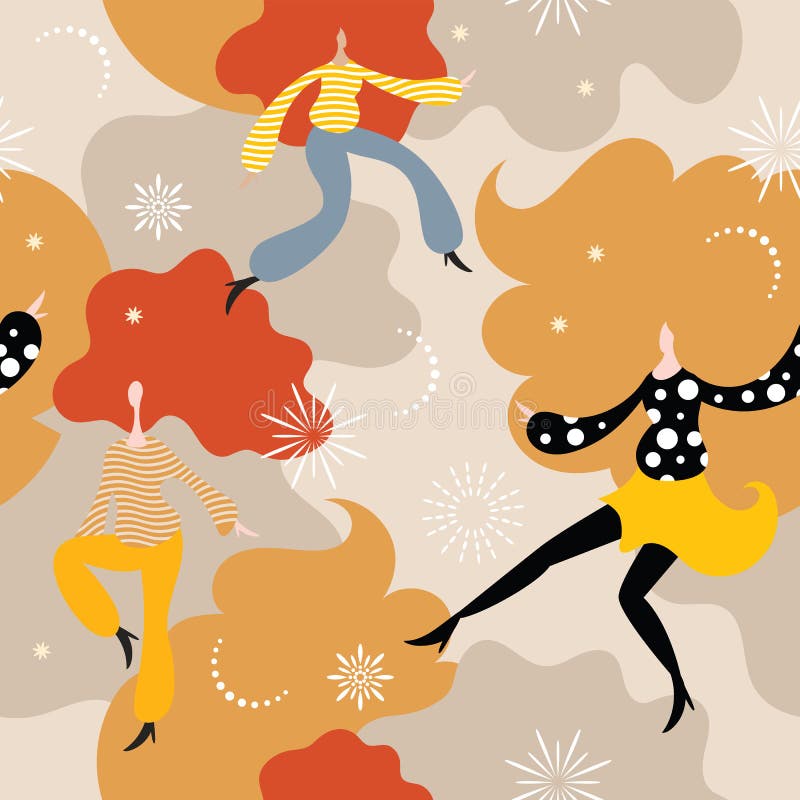 Fond sans couture avec des femmes de danse illustration de vecteur Fond sans couture avec des femmes de danse illustration de vecteur