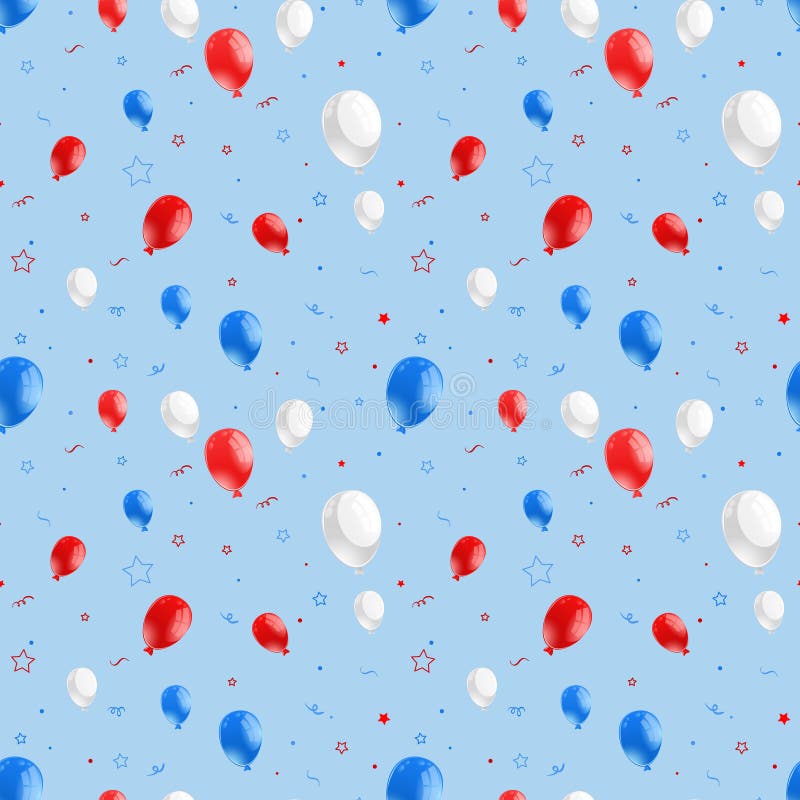 Fond sans couture avec les ballons rouges et bleus illustration stock Fond sans couture avec les ballons rouges et bleus illustration stock
