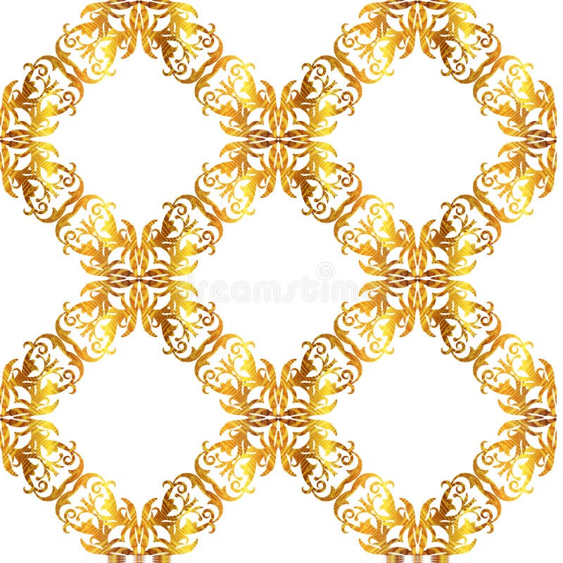 Fond sans couture d'or de victorian de vecteur Le baroque de papier peint floral ou modèle de damassé illustration de vecteur Fond sans couture d'or de victorian de vecteur Le baroque de papier peint floral ou modèle de damassé illustration de vecteur