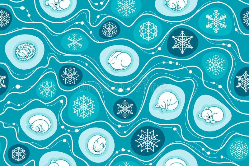 Fond sans couture de Noël avec des animaux de sommeil illustration libre de droits Fond sans couture de Noël avec des animaux de sommeil illustration libre de droits