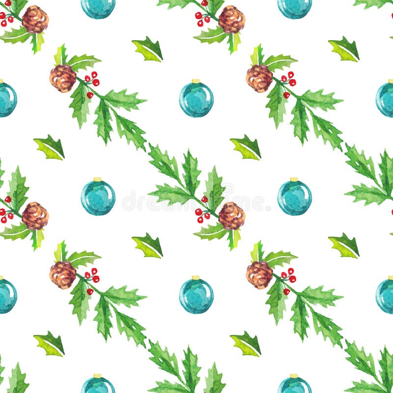 Fond sans couture de Noël d'aquarelle illustration de vecteur Fond sans couture de Noël d'aquarelle illustration de vecteur