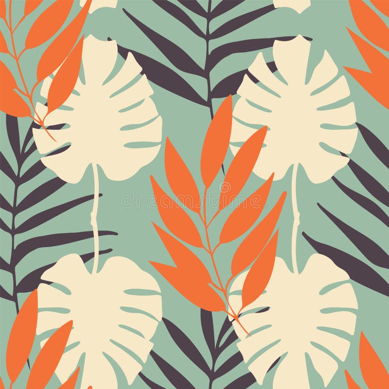Fond sans couture de répétition de modèle de feuilles tropicales de vecteur illustration stock Fond sans couture de répétition de modèle de feuilles tropicales de vecteur illustration stock