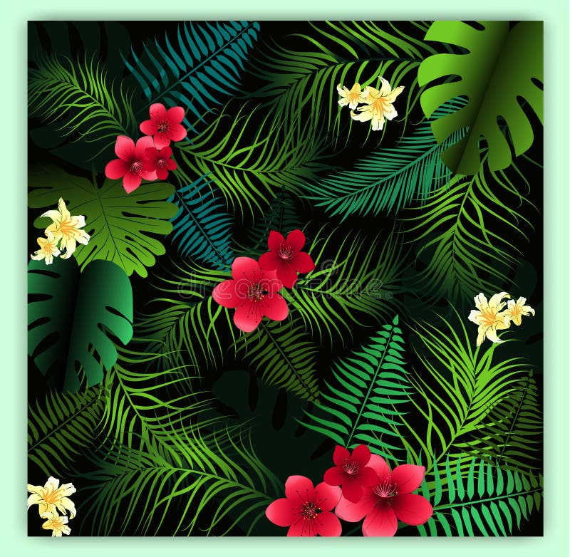 Fond sans couture floral tropical de modèle de vecteur avec f exotique illustration libre de droits Fond sans couture floral tropical de modèle de vecteur avec f exotique illustration libre de droits