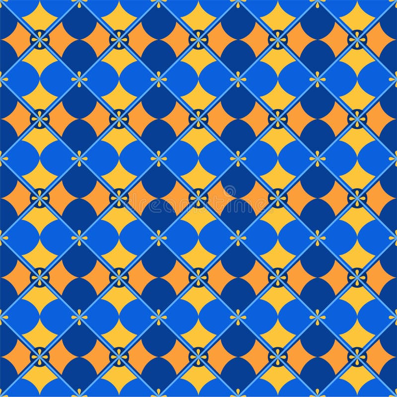 Fond sans couture, géométrique, pétales, bleu jaune illustration libre de droits Fond sans couture, géométrique, pétales, bleu jaune illustration libre de droits