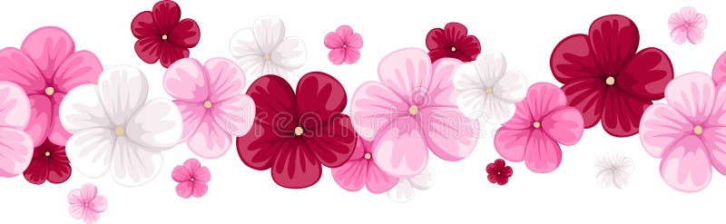 Fond sans couture horizontal avec des fleurs de mauve illustration libre de droits