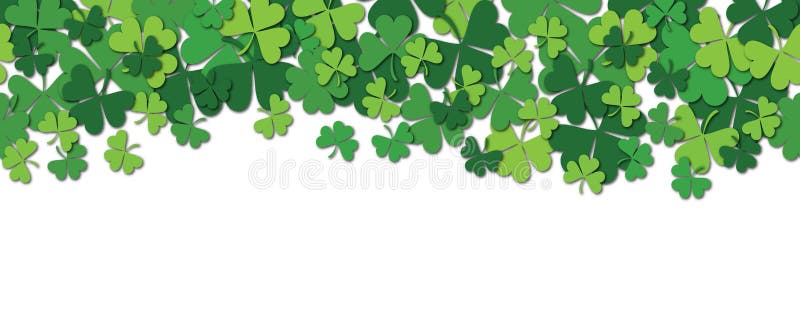 Fond sans couture horizontal de modèle de jour heureux de St Patrick s avec l'oxalide petite oseille d'isolement sur le blanc illustration libre de droits