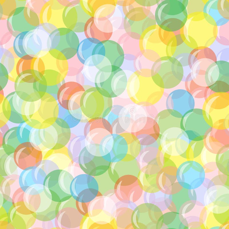 Fond sans couture lumineux avec des ballons, cercles, bulles Modèle de fête, joyeux, abstrait Pour des cartes de voeux, papier d' illustration stock Fond sans couture lumineux avec des ballons, cercles, bulles Modèle de fête, joyeux, abstrait Pour des cartes de voeux, papier d' illustration stock