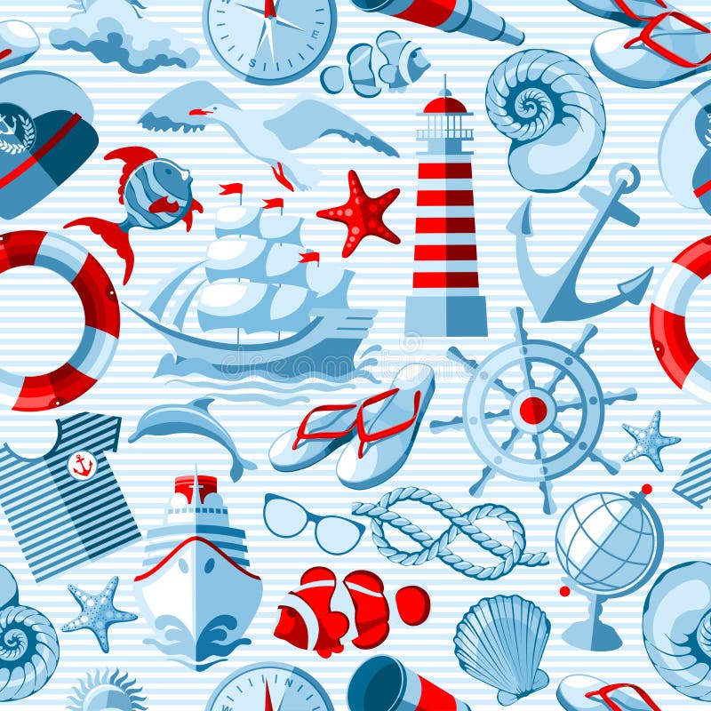 Fond sans couture nautique illustration stock Fond sans couture nautique illustration stock
