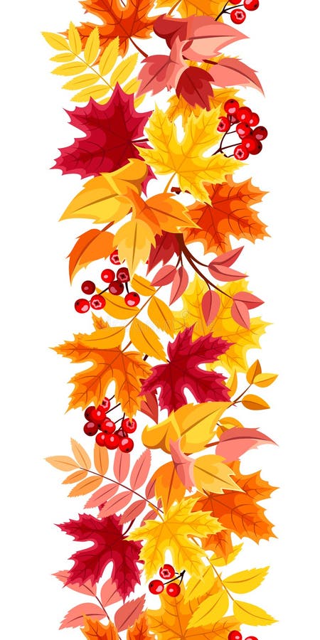 Fond sans couture vertical avec les feuilles d'automne colorées Illustration de vecteur illustration stock