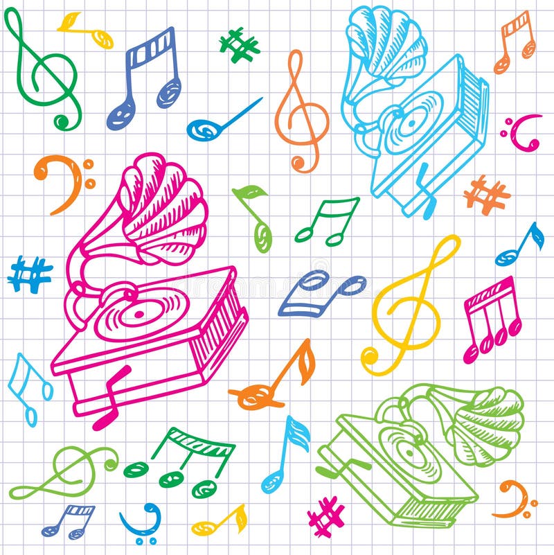 Fond musical continu avec gramophone illustration libre de droits