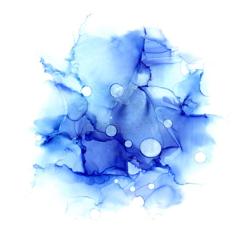 Fond tiré par la main abstrait sensible d'encre d'aquarelle ou d'alcool dans les tons bleus. Illustration de trame. illustration de vecteur