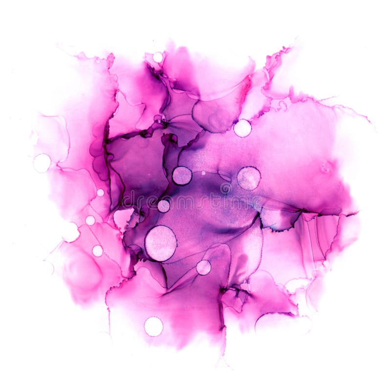 Fond tiré par la main abstrait sensible d'encre d'aquarelle ou d'alcool dans les tons violets. Illustration de trame. illustration stock