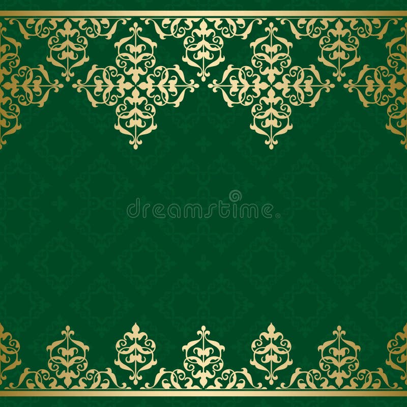 Fond vert de vecteur avec l'orname d'or de vintage illustration libre de droits Fond vert de vecteur avec l'orname d'or de vintage illustration libre de droits