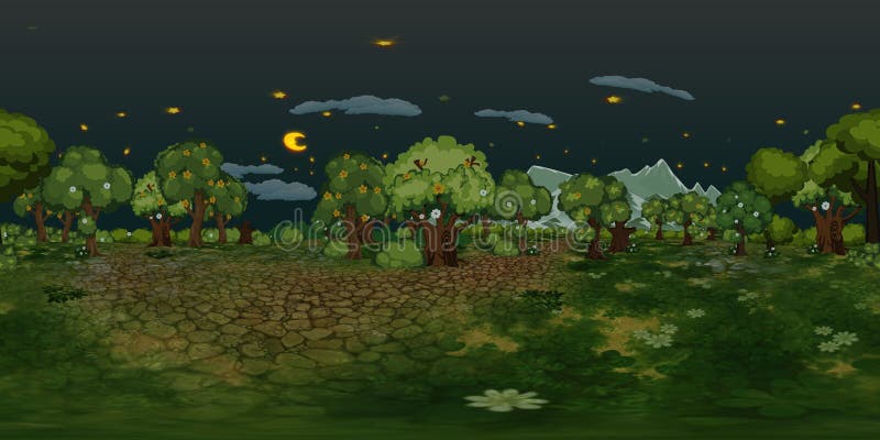 Fond virtuel de reaility de panorama de forêt la nuit illustration de vecteur Fond virtuel de reaility de panorama de forêt la nuit illustration de vecteur