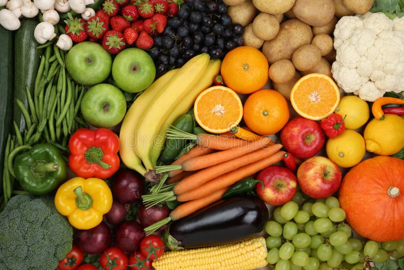 Fond végétarien de fruits et légumes de consommation saine