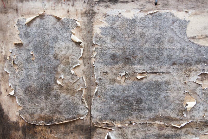 Fond âgé de mur de pièce avec le papier peint déchiré de vintage images libres de droits Fond âgé de mur de pièce avec le papier peint déchiré de vintage images libres de droits