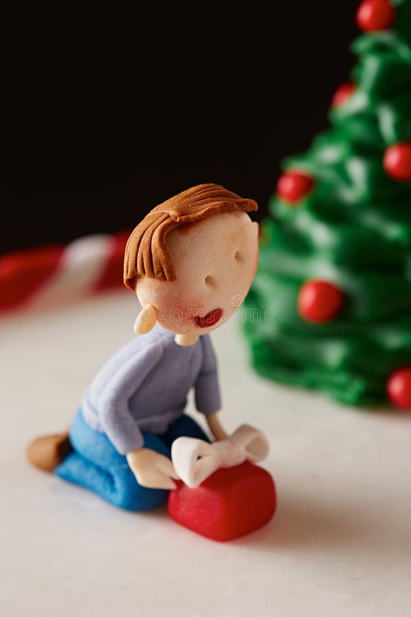 Fondant Christmas Tree Cake Detail Stock Image - Image of ...