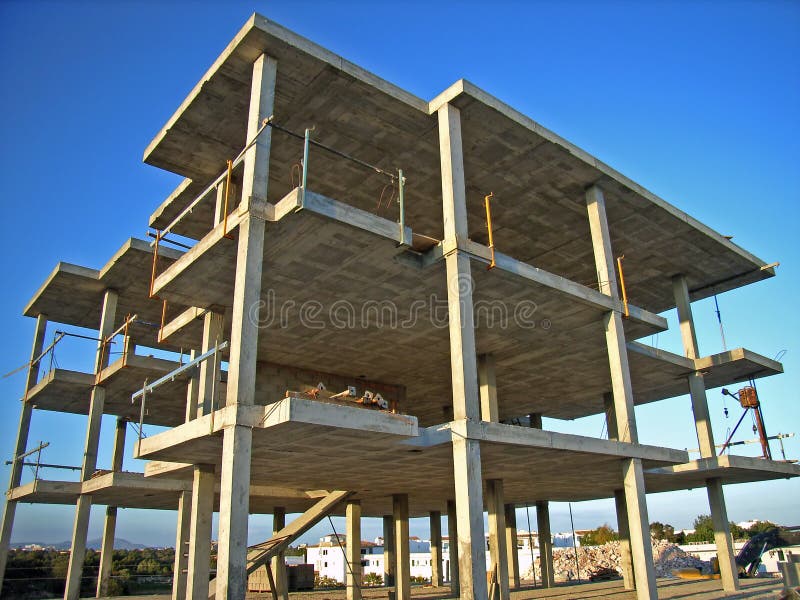 Structure of a new building for a block of apartments near the coast. Structure of a new building for a block of apartments near the coast