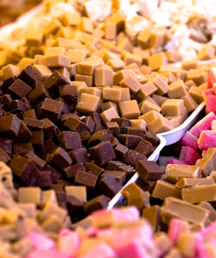 Piles of delicious decadent fudge. Piles of delicious decadent fudge