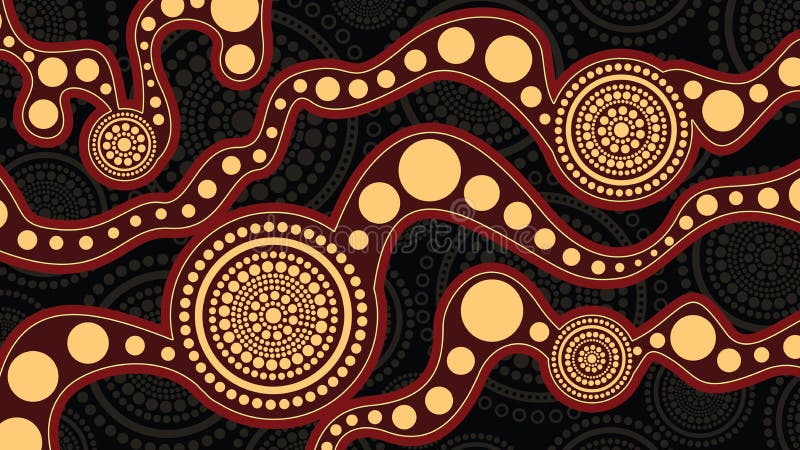 Fondo aborigeno di vettore di arte, concetto del collegamento