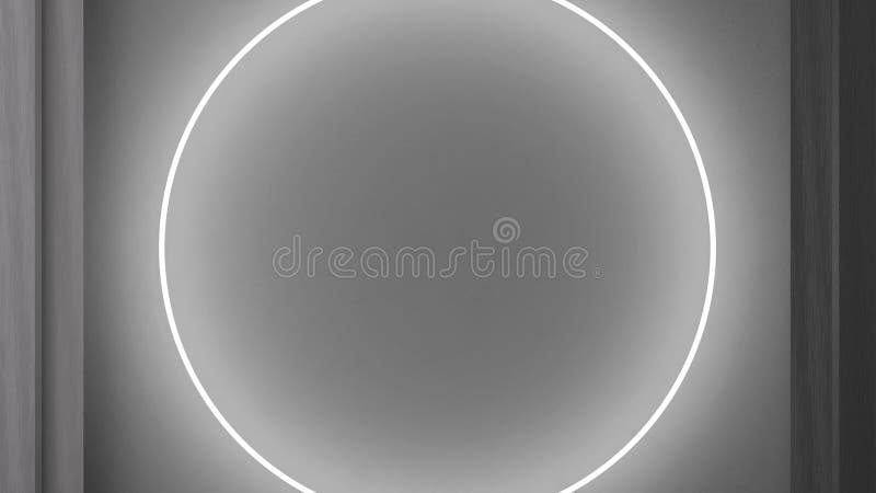 Fondo abstracto de hormigón de estilo industrial con acento de luz de neón blanco circular moderno. elegante y ilustración del vector