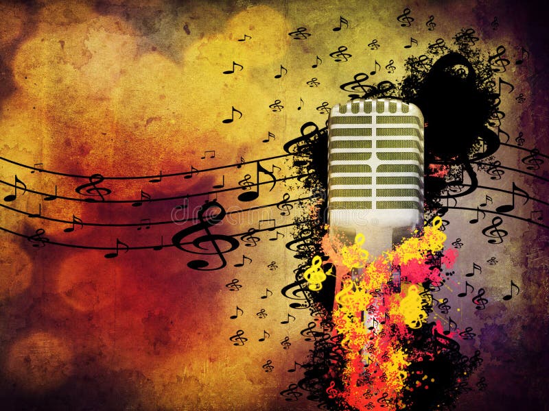 Fondo abstracto de la música con el micrófono ilustración del vector Fondo abstracto de la música con el micrófono ilustración del vector