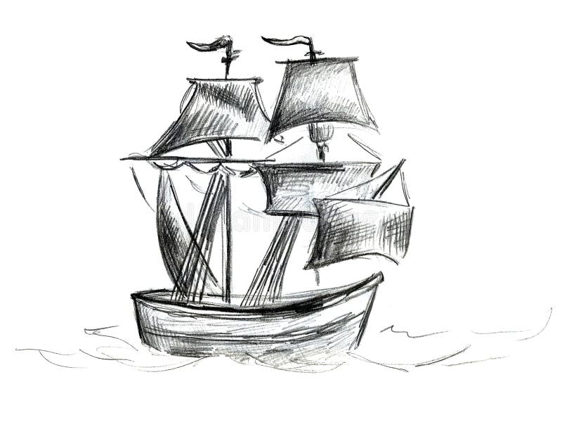 Fondo Abstracto Del Barco En La Botella Estilo De Dibujo De Lápiz Negro Y  Blanco Barco En El Mar Stock de ilustración - Ilustración de textura,  contexto: 162987535