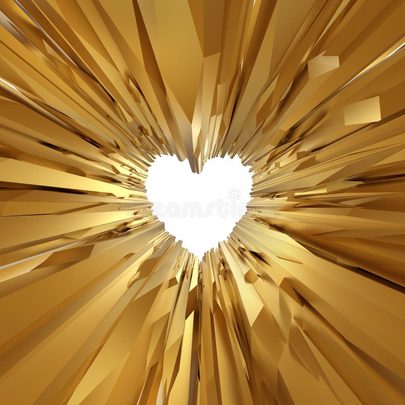 3d abstract gold crystal glass background with heart symbol, Valentine's day greeting card. 3d abstract gold crystal glass background with heart symbol, Valentine's day greeting card