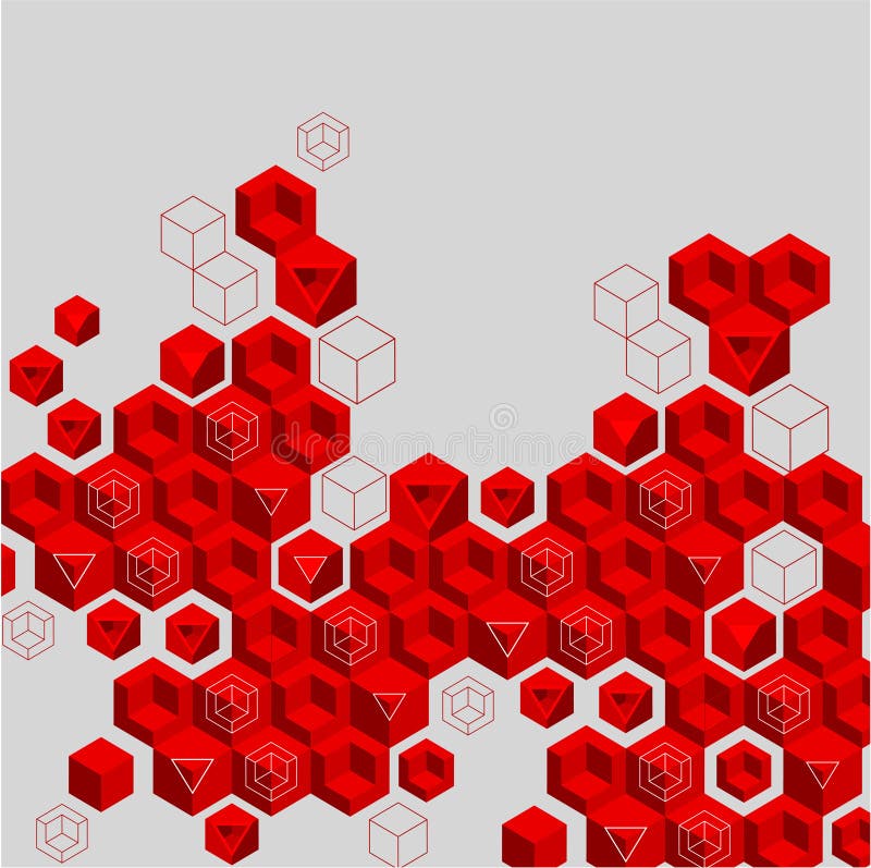 Fondo abstracto gris con el modelo geométrico rojo stock de ilustración Fondo abstracto gris con el modelo geométrico rojo stock de ilustración
