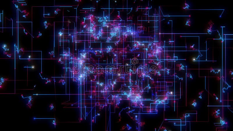 Fondo abstracto gráfico de la animación del movimiento de la tecnología de la rejilla del circuito de datos stock de ilustración