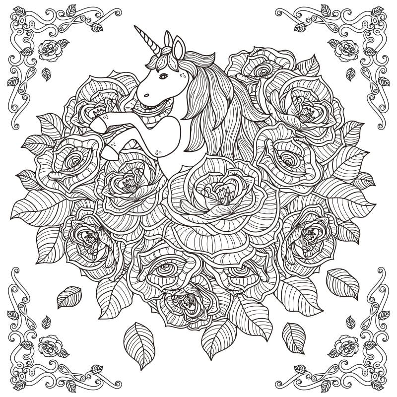Fondo adorable del unicornio y de las rosas