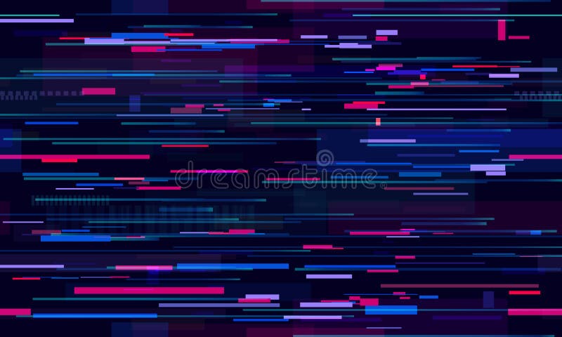 Fondo al neon futuristico di impulso errato Linee di tecnologia di vita notturna di Glitched, moto dell'iluminazione pubblica e m royalty illustrazione gratis