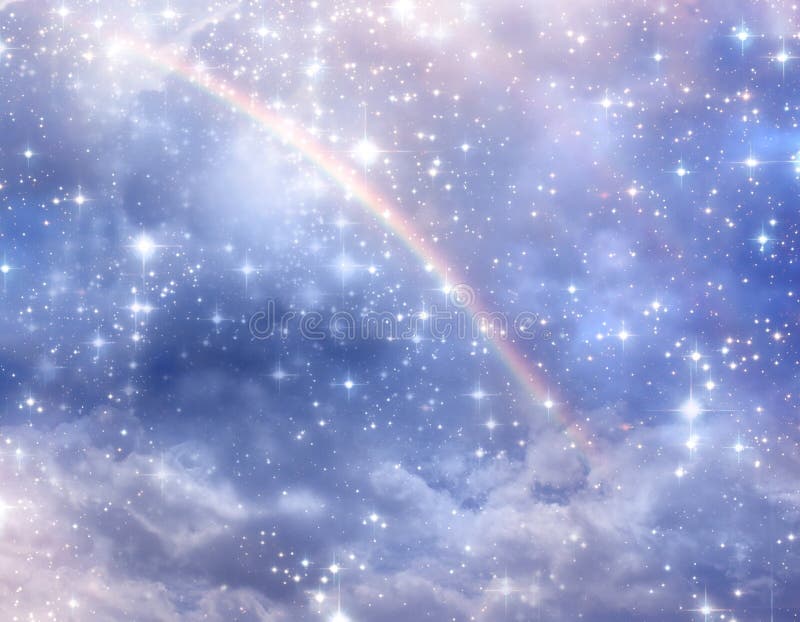 Fondo angelico divino mistico con l'arcobaleno