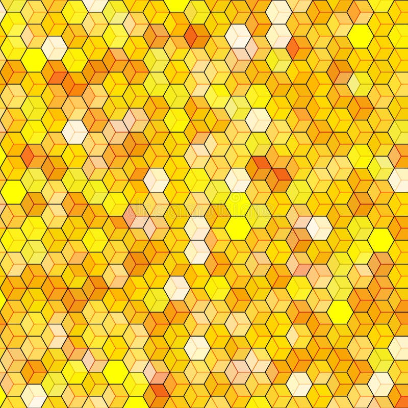 Abstract background with yellow stained glass hex polygons. Abstract background with yellow stained glass hex polygons