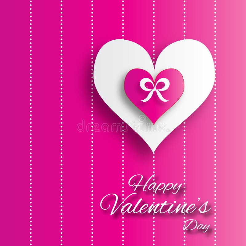 Fondo astratto di applique di San Valentino con i cuori di carta tagliati con il nastro dell'arco illustrazione vettoriale Fondo astratto di applique di San Valentino con i cuori di carta tagliati con il nastro dell'arco illustrazione vettoriale