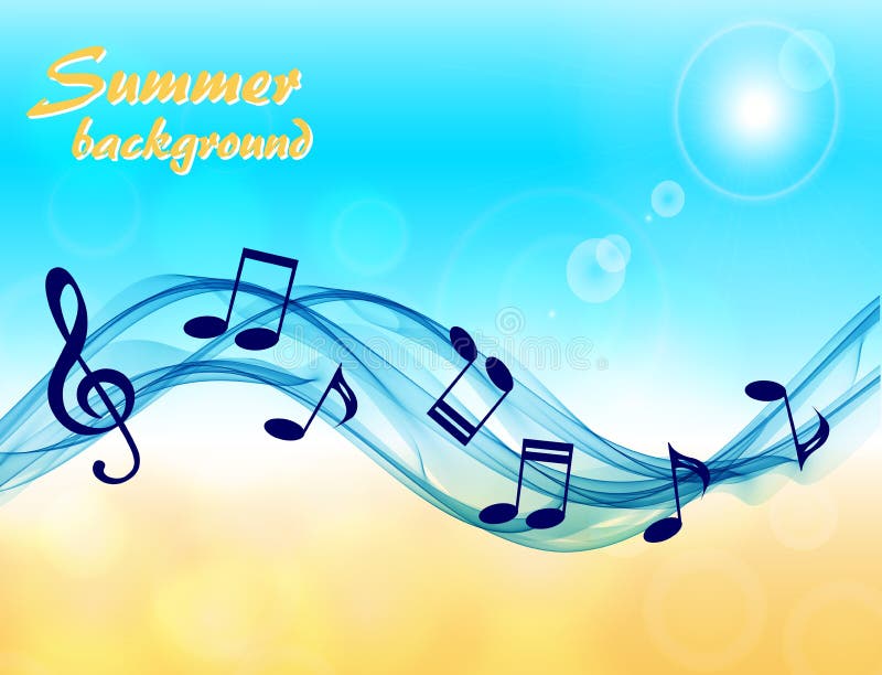 Fondo astratto di estate con le note di musica e una chiave tripla royalty illustrazione gratis Fondo astratto di estate con le note di musica e una chiave tripla royalty illustrazione gratis
