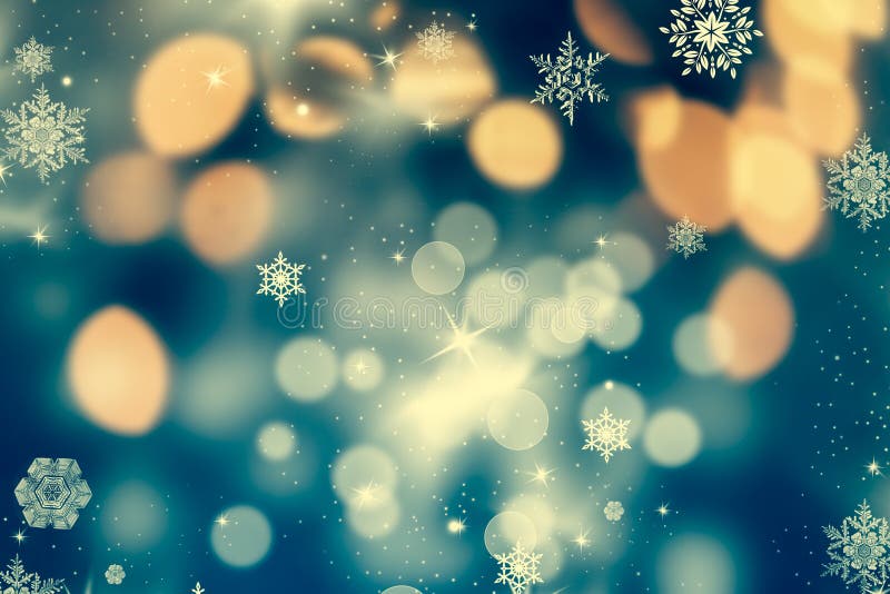 abstract Christmas background with holiday lights and copy space - magic bokeh glitter with blinking stars and falling snowflakes. abstract Christmas background with holiday lights and copy space - magic bokeh glitter with blinking stars and falling snowflakes