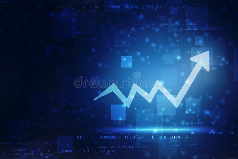 Fondo astratto di tecnologia di aumento della freccia di trasformazione digitale futuristica del grafico, mercato azionario e fon Fondo astratto di tecnologia di aumento della freccia di trasformazione digitale futuristica del grafico, mercato azionario e fon