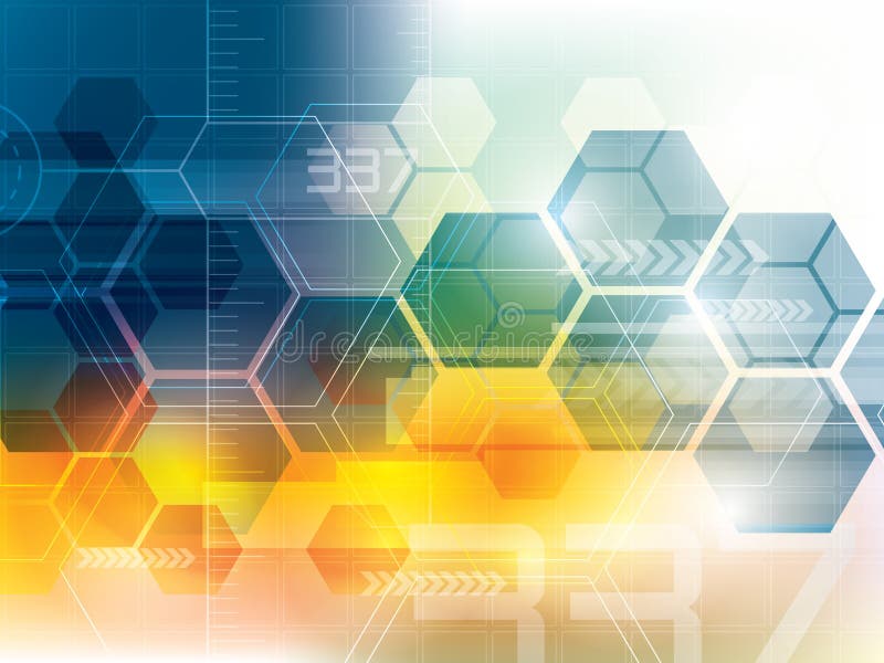 Fondo astratto di tecnologia con gli esagoni royalty illustrazione gratis Fondo astratto di tecnologia con gli esagoni royalty illustrazione gratis