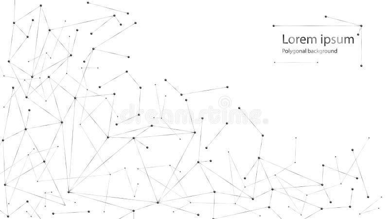 Fondo astratto geometrico con la linea ed i punti collegati Struttura in bianco e nero della molecola illustrazione vettoriale