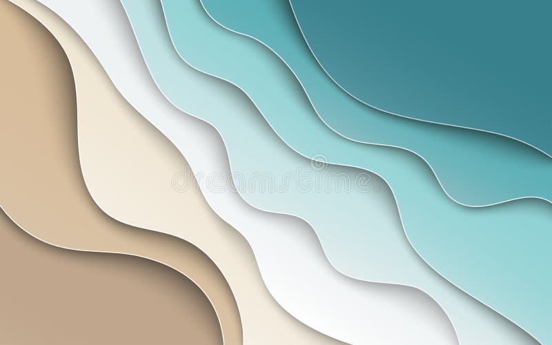 Fondo azul abstracto del verano del mar y de la playa con el papel de la curva ilustración del vector