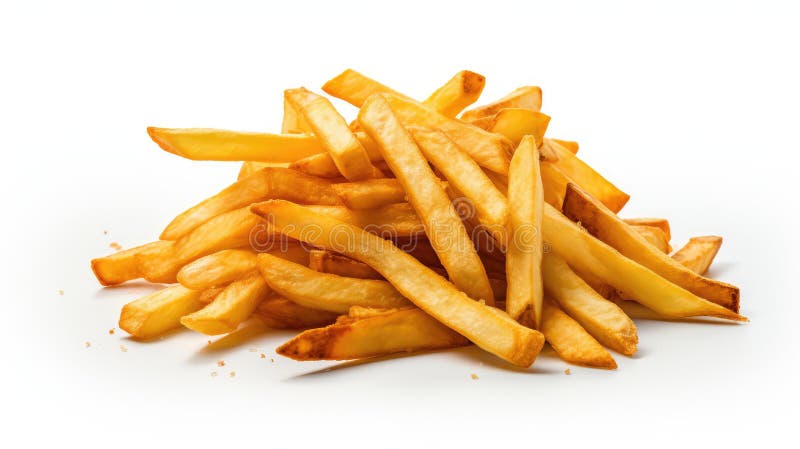 Fondo blanco de patatas fritas doradas ilustración del vector