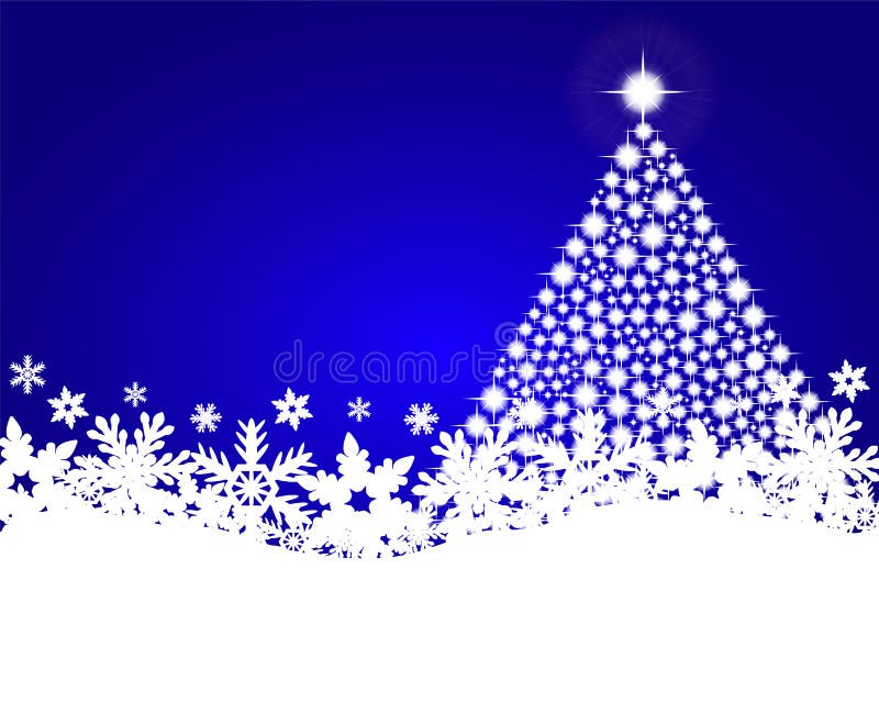 Fondo blu di natale con l'albero di Natale brillante illustrazione di stock Fondo blu di natale con l'albero di Natale brillante illustrazione di stock