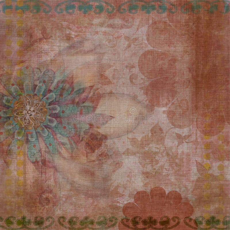 Fondo bohemio floral del libro de recuerdos de la tapicería de Grunge de la vendimia libre illustration Fondo bohemio floral del libro de recuerdos de la tapicería de Grunge de la vendimia libre illustration
