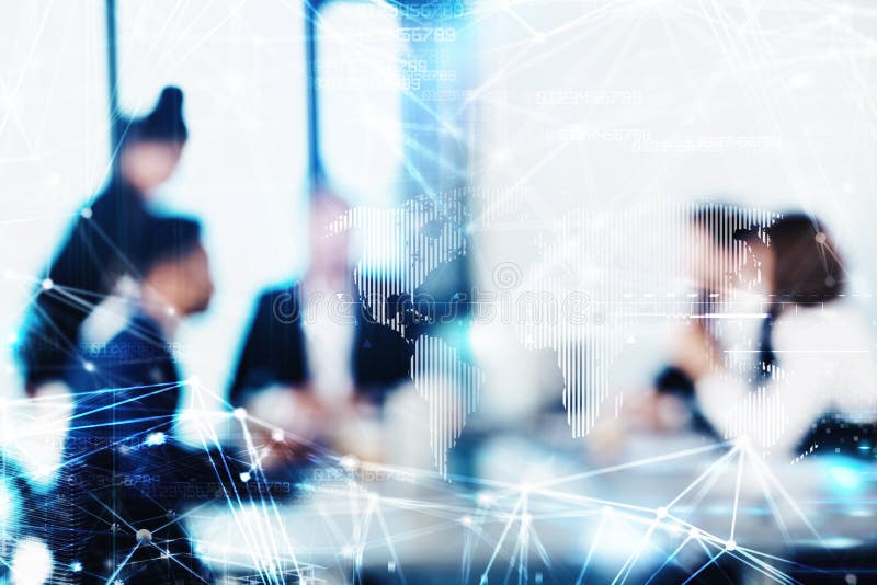 Fondo borroso con el efecto futurista de hombres de negocios foto de archivo Fondo borroso con el efecto futurista de hombres de negocios foto de archivo