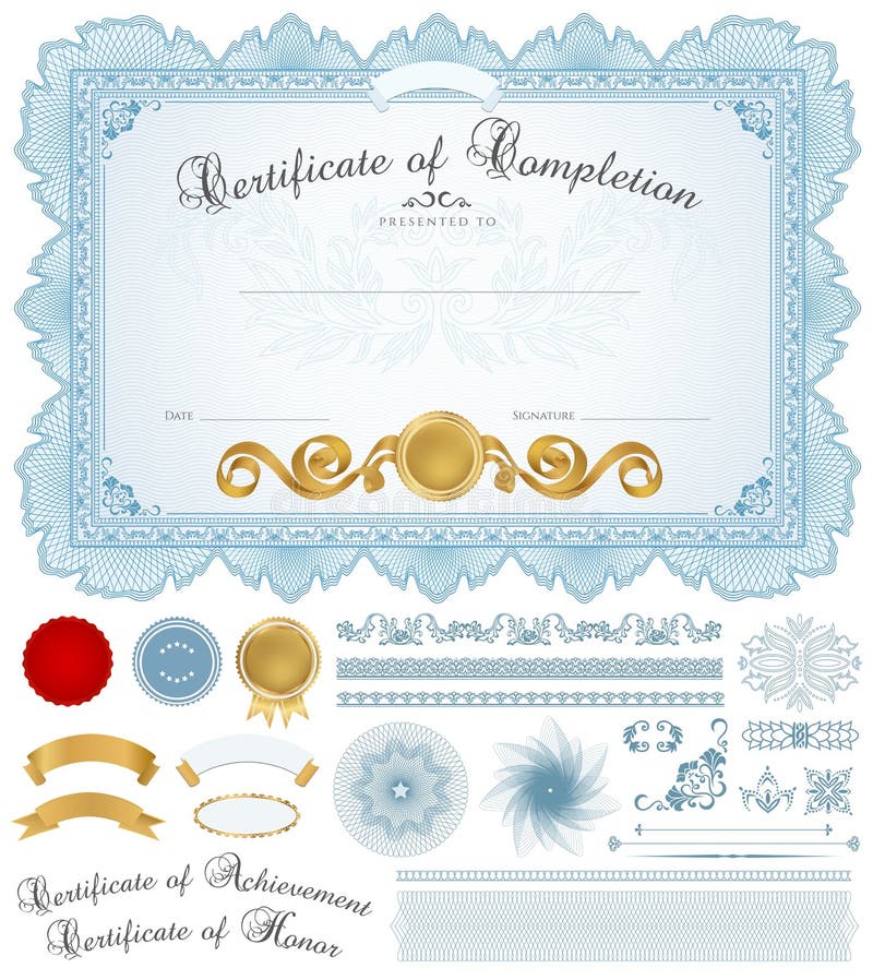 Fondo certificato/del diploma con il confine blu illustrazione di stock Fondo certificato/del diploma con il confine blu illustrazione di stock