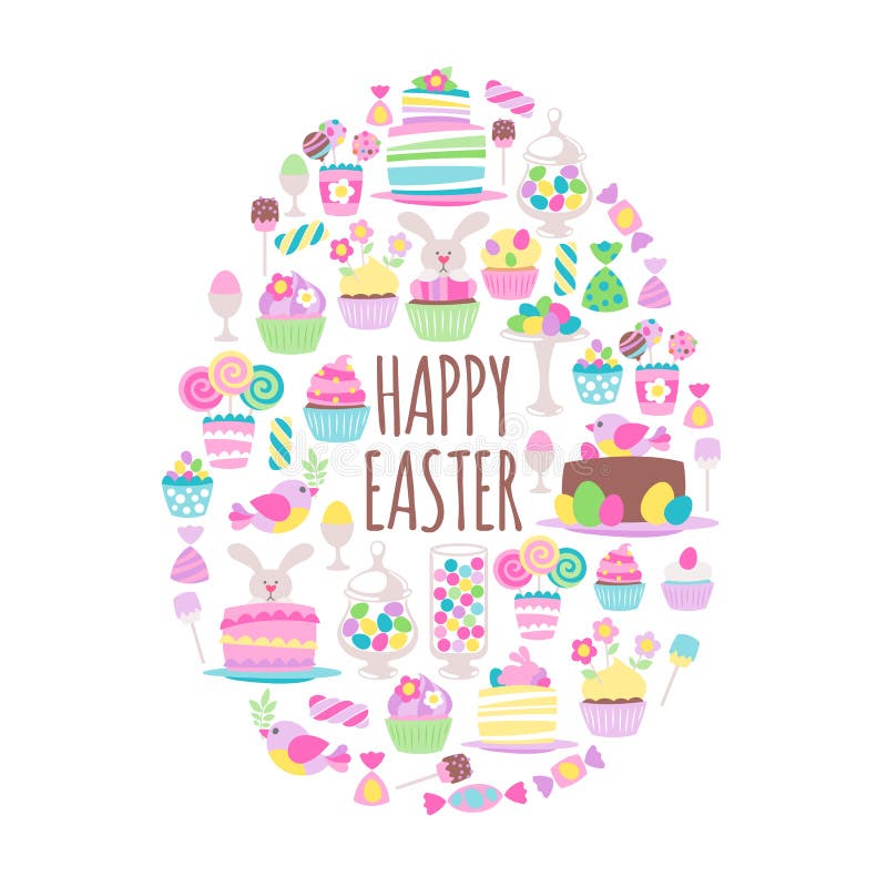 Fondo colorido del huevo de Pascua Dulces clasificados ilustración del vector
