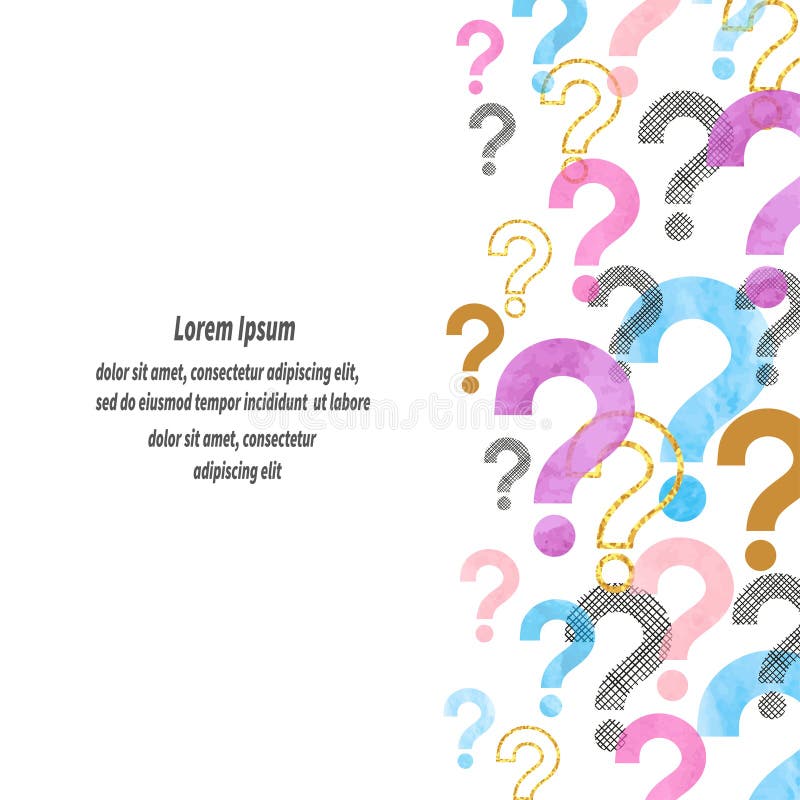 Fondo colorido del vector del signo de interrogación de la acuarela ilustración del vector Fondo colorido del vector del signo de interrogación de la acuarela ilustración del vector