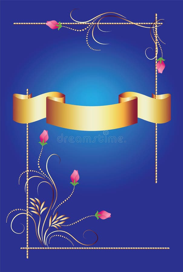 Fondo con el ornamento y la cinta de oro ilustración del vector Fondo con el ornamento y la cinta de oro ilustración del vector