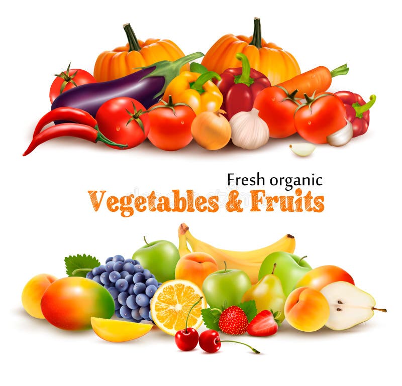 Fondo con gli ortaggi freschi organici e frutti royalty illustrazione gratis